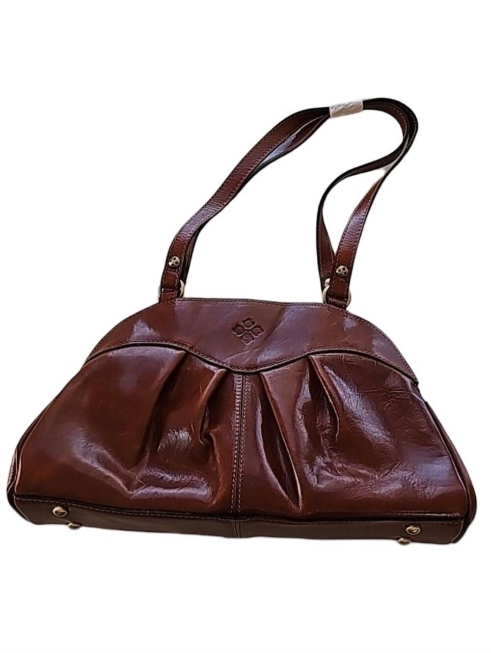 Patricia Nash Rich Brown Pleated Leather Satchel